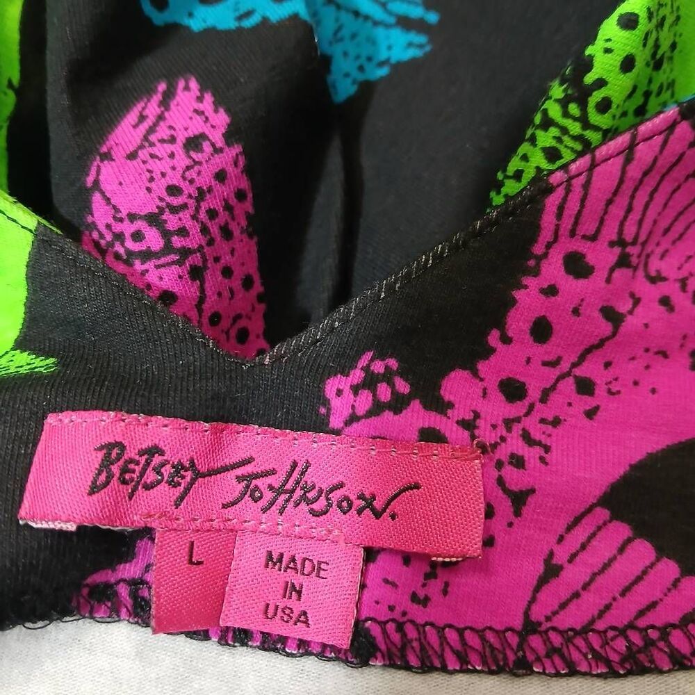 90's vintage betsy Johnson trout fish dress neon green pink stretch - Picture 8 of 10